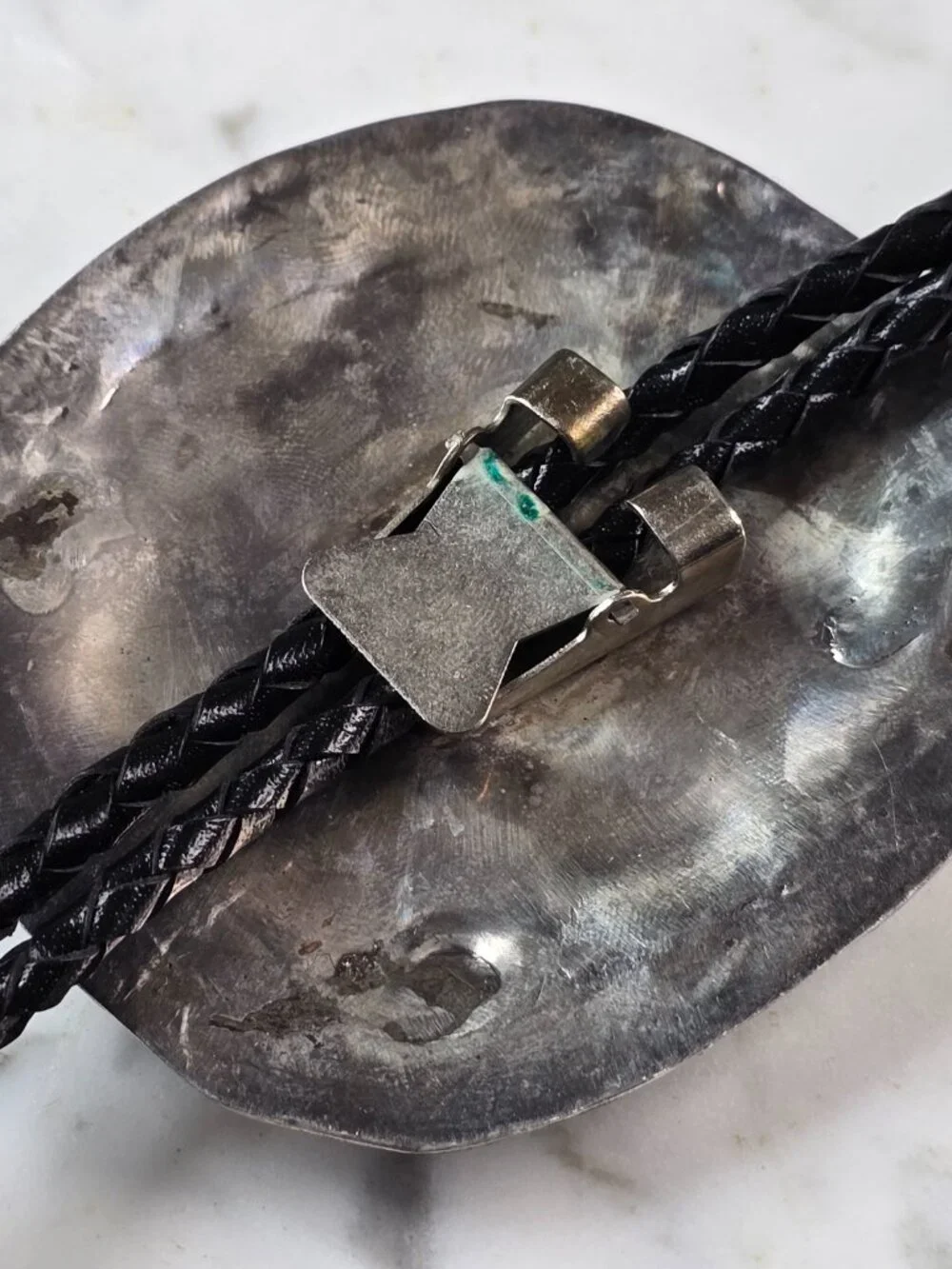 Southwestern Native American Sterling Silver Turquoise Bolo Tie E638